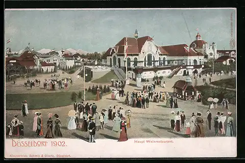 AK Düsseldorf, Industrie- und Gewerbe-Ausstellung Düsseldorf 1902, Haupt Weinrestaurant