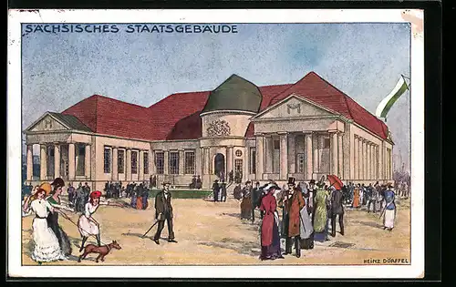 Künstler-AK Leipzig, Internationale Baufachausstellung 1913 - Sächsisches Staatsgebäude