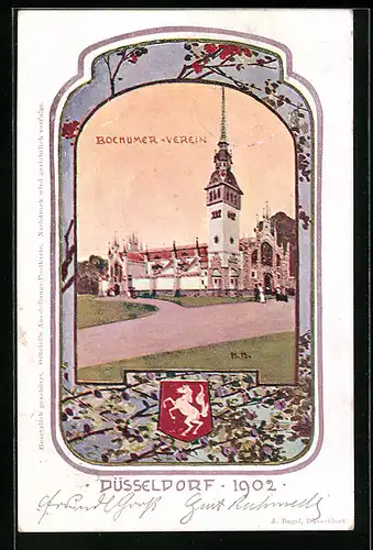 Künstler-AK Düsseldorf, Ausstellung 1902, Bochumer-Verein, Wappen