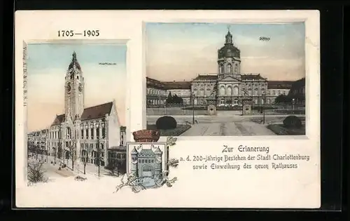 AK Berlin-Charlottenburg, 200jähriges Bestehen Charlottenburgs 1905, Neues Rathaus