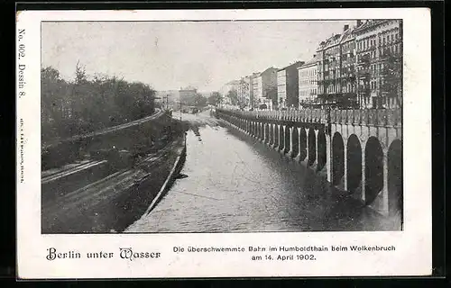 AK Berlin, Überschwemmte Bahn im Humboldthain beim Wolkenbruch 1902