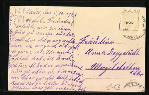 AK Calw, Strassenpartie in der Vorstadt