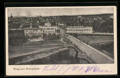 AK Bietigheim, Ortsansicht mit Hotel Post