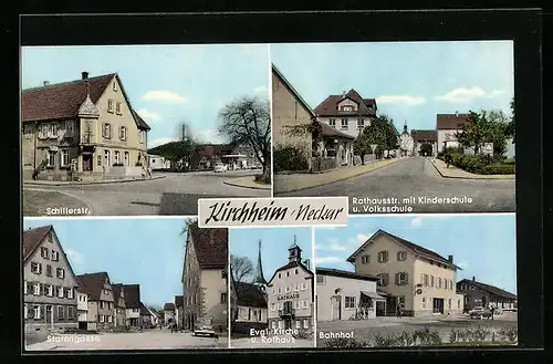 AK Kirchheim / Neckar, Rathausstrasse, Schillerstrasse, Starengasse, Bahnhof, Gasthof zum Posthörnle