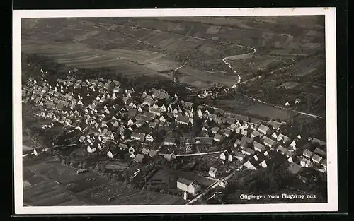 AK Güglingen, Teilansicht, Fliegeraufnahme