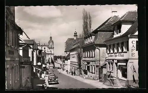 AK Neckarsulm, Markstrasse mit Cafe R. Raab