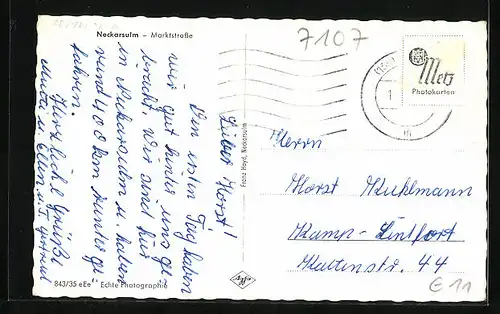 AK Neckarsulm, Markstrasse mit Cafe R. Raab