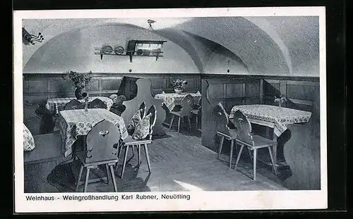 AK Neuötting, Gasthaus Weingrosshandlung Karl Rubner, Innenansicht