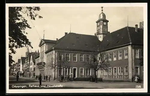 AK Göppingen, Rathaus und Hauptstrasse