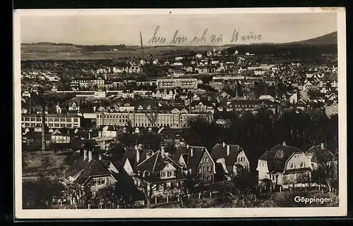 AK Göppingen, Ortsansicht von einer Anhöhe aus