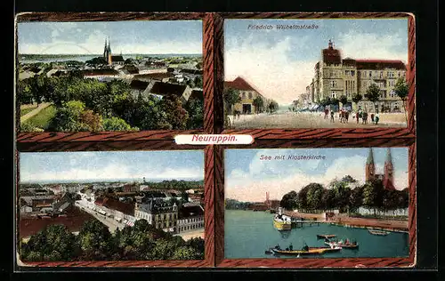 AK Neuruppin, See mit Klosterkirche, Friedrich Wilhelmstrasse