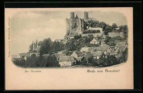 AK Hanstein, Ortspartie mit Burg