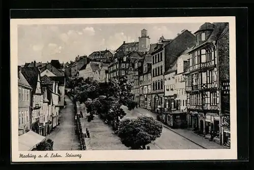 AK Marburg /Lahn, Steinweg aus der Vogelschau
