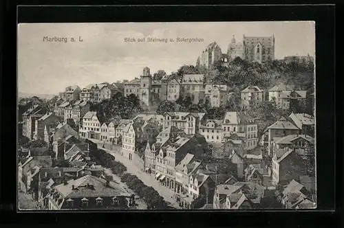 AK Marburg /Lahn, Blick auf Steinweg und Rotergraben