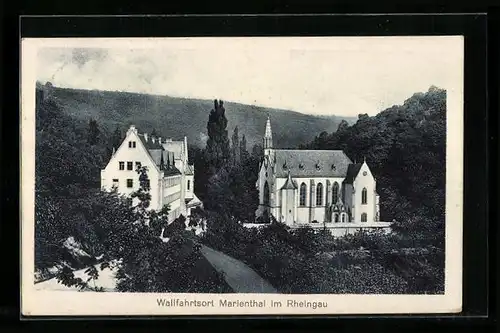 AK Marienthal /Rheingau, Wallfahrtskirche aus der Vogelschau