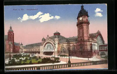 AK Köln /Rh., Hauptbahnhof mit Vorplatz aus der Vogelschau