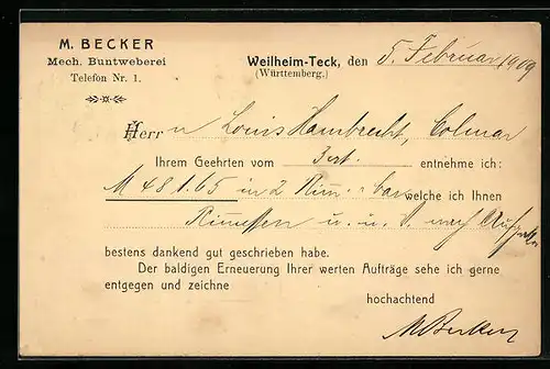 AK Weilheim-Teck, Mech. Buntweberei M.Becker
