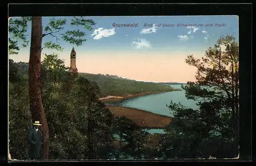 AK Grunewald, Blick auf Kaiser Wilhelmsturm und Havel