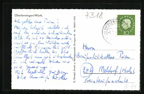 AK Oberlenningen /Württ., Teilansicht vom Ort