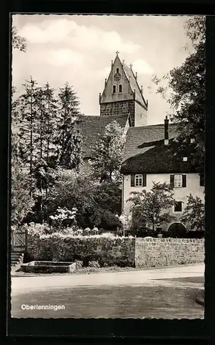 AK Oberlenningen, Strassenpartie mit Blick auf Kirche