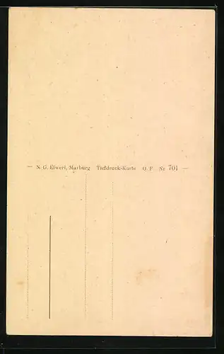 AK Marburg, Strassenpartie an der lutherischen Pfarrkirche