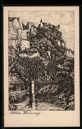 AK Beuron, Ansicht auf Schloss Werenwag