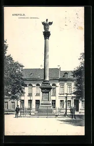 AK Krefeld, Blick auf Cornelius-Denkmal