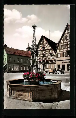 AK Ebingen /Württ., Marktplatz mit Brunnen