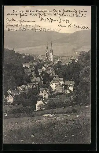 AK Marburg, Blick auf Elisabethkirche