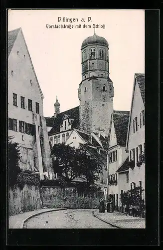 AK Dillingen a. D., Vorstadtstrasse mit dem Schloss