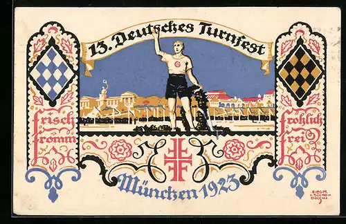 Künstler-AK Siegmund von Suchodolski: 13. Deutsches Turnfest München 1923