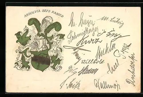 Lithographie Studentenwappen, Absolvia sei`s Panier