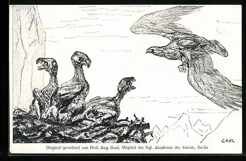 AK Adler kehrt zum Horst mit Jungen zurück