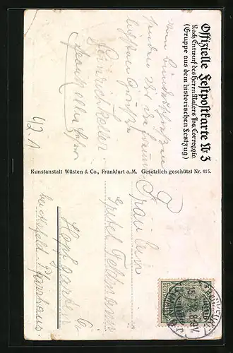 Künstler-AK Frankfurt a. M., 17. Deutsches Bundes- & Goldenes Jubiläums-Schiessen 1912, Reiter mit Hörnern