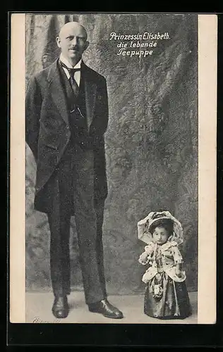 AK Prinzessin Elisabeth die lebende Teepuppe, Liliputanerin