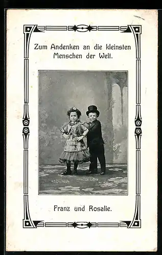 AK Die kleinsten Menschen der Welt, Franz und Rosalie, Liliputaner