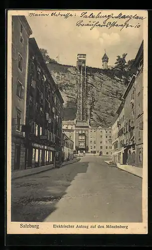 AK Salzburg, Elektrischer Aufzug auf dem Mönchsberg