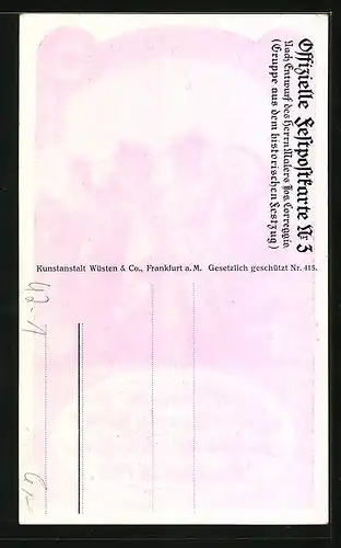 Künstler-AK Frankfurt a. M., 17. Deutsches Bundes- u. Goldenes Jubiläums-Schiessen 1912, historischer Festzug