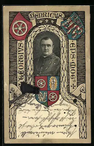 AK Mainz, 58. Generalversammlung der Katholiken, Portrait Georgius Henricus Eps, WAppen