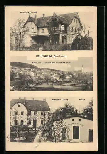 AK Schönberg / Oberlausitz, Anna-Stift (Bethel) und Anna-Stift (Pniel) mit Krippe