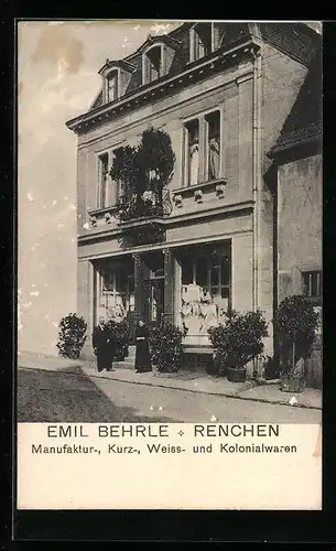 AK Renchen, Blick auf das Kolonialwarengeschäft Emil Behrle