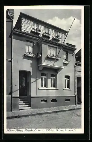 AK Rüdesheim a. Rh., Pension Haus Kau in der Peterstrasse 7