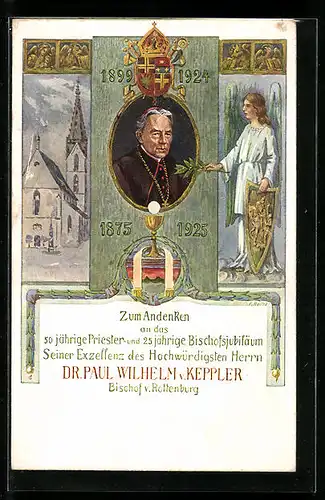 AK Rottenburg, 50 jähriges Priester- und 25 jähriges Bischofsjubiläum Dr. Paul Wilhelm v. Keppler, Portrait