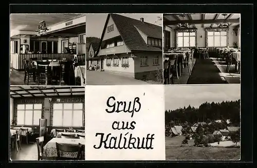 AK Oppenau, Gasthaus Kalikutt mit Innenansicht