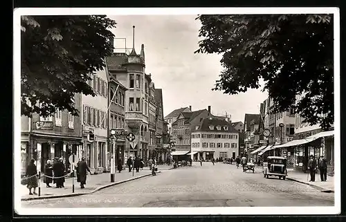 AK Göppingen, Blick in die Marktstrasse mit Geschäft C. Rahmers, Otto Mayer