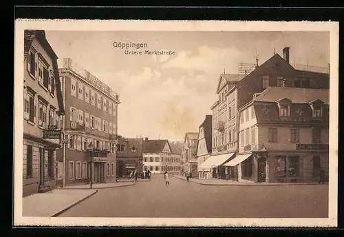 AK Göppingen, Partie in der Unteren Marktstrasse, Cafe C. Luipold, Hotel