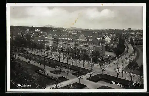 AK Göppingen, Blick auf die Mädchenschule mit umliegendem Park