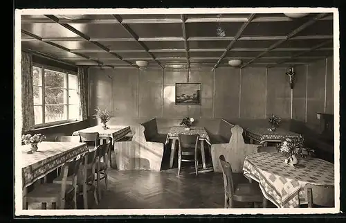 AK Lorch, Gasthof u. Pension Wäscherhof, Innenansicht des Speiseraums