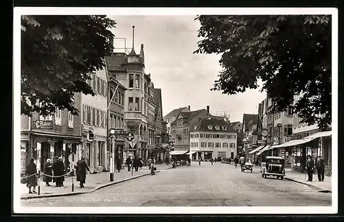 AK Göppingen, Partie in der Marktstrasse mit Geschäften