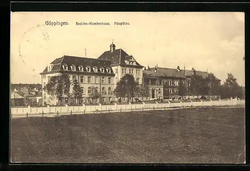 AK Göppingen, Blick auf den Hauptbau des Bezirks-Krankenhaus